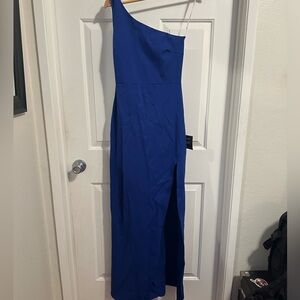 Lulus Royal Blue One Shoulder Maxi Dress (never worn)